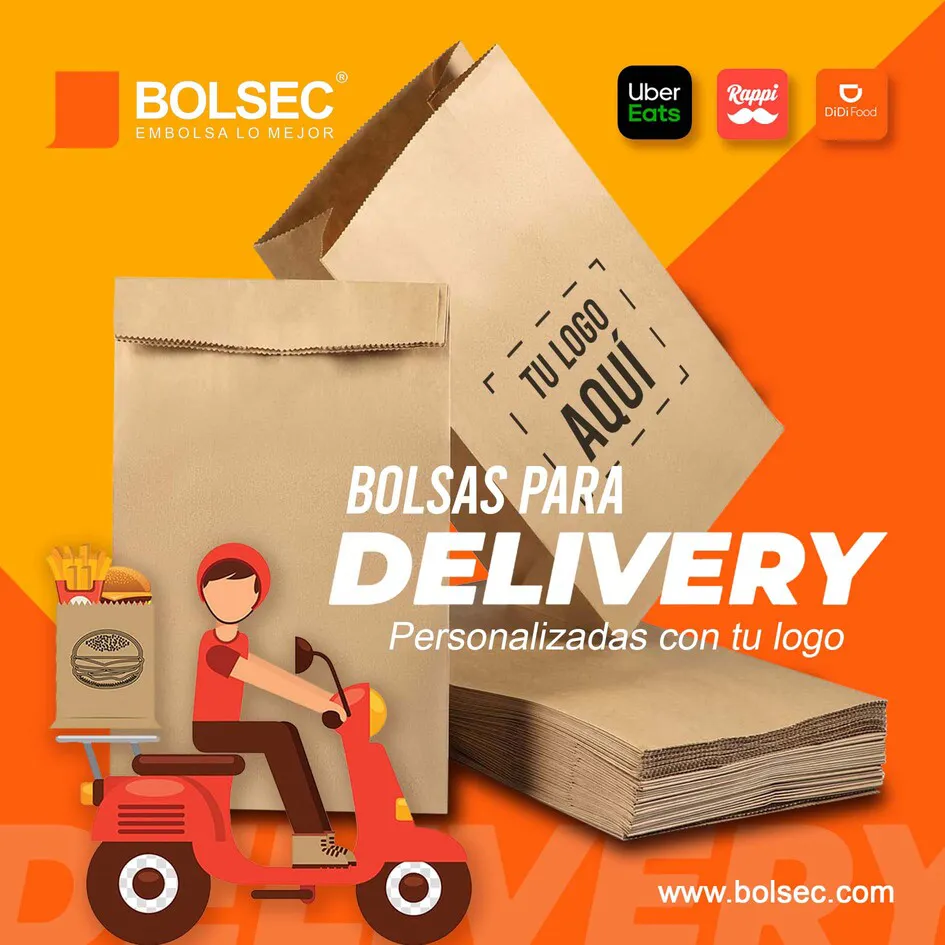 bolsa de papel kraft para envio de comida