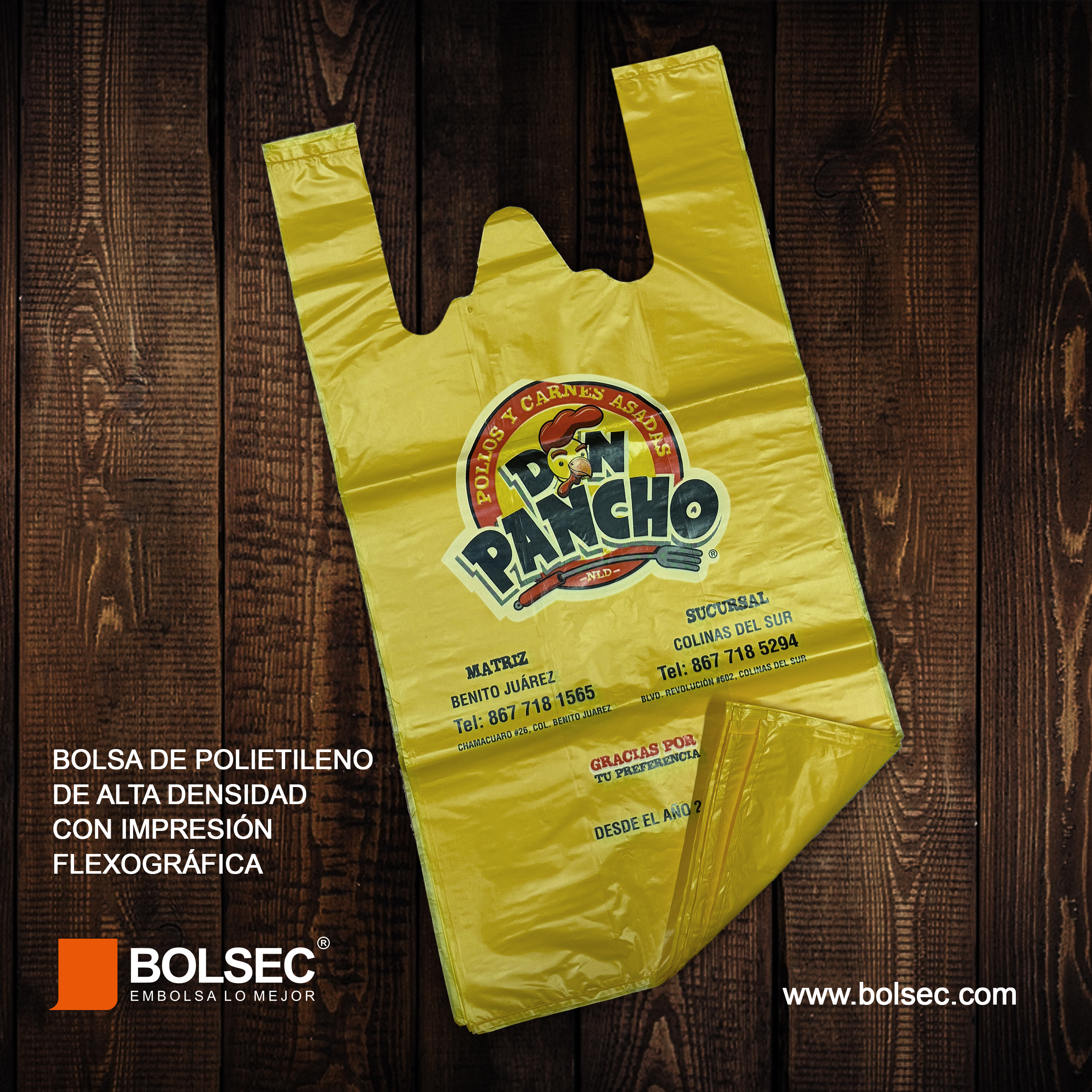 bolsas de polipapel tipo camiseta con impresion personalizada